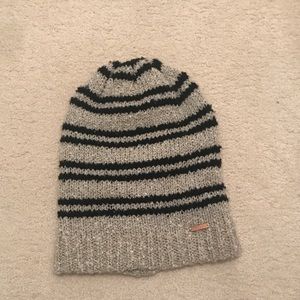 Free People Blue and Grey Striped Beanie
